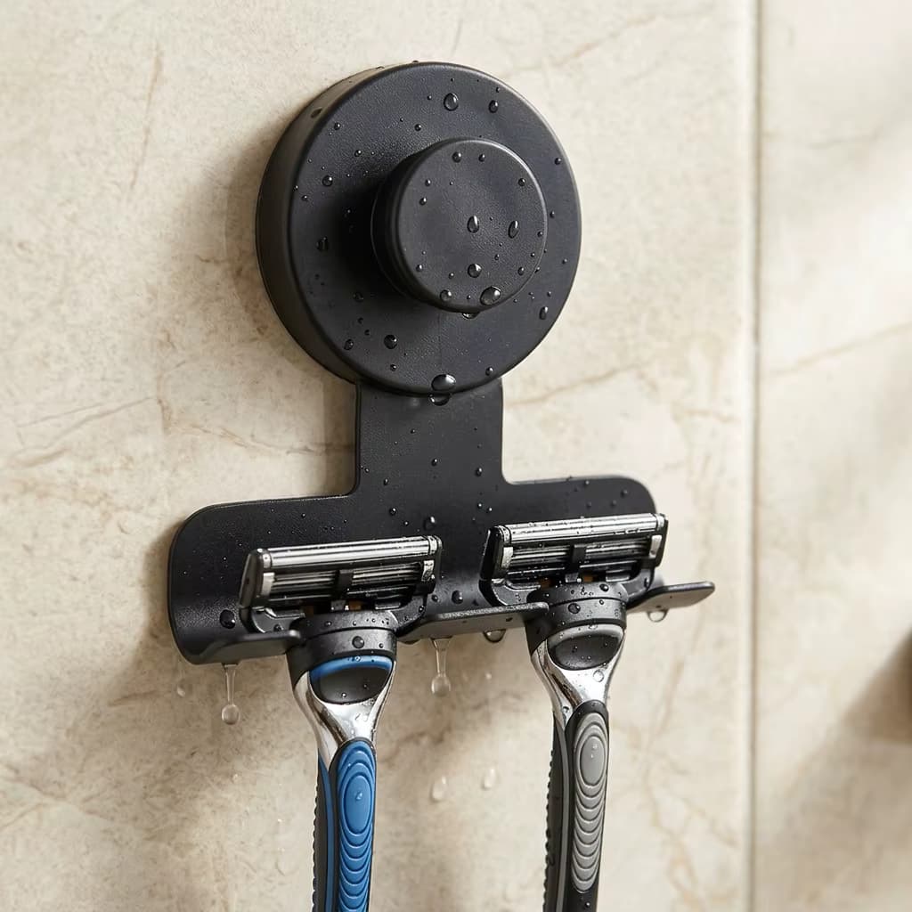 Rasiererhalter aus Edelstahl mit Saugnapf zur Wandmontage für das Badezimmer, wiederverwendbar