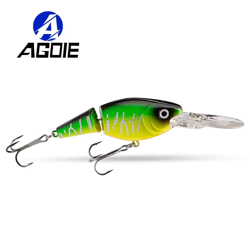 Agoie Deep Diving Wobbler Jointed Swimbait für Barschangeln 105 mm 15 g schwimmende Wobbler mit Rasseln für Hecht-Angelköder