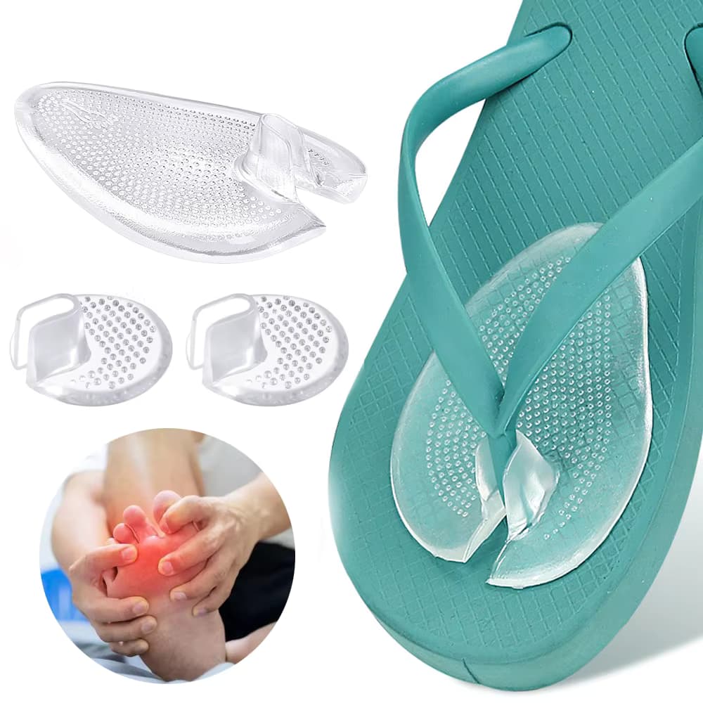 2 Paare Silikon Vorfußpolster Frau Hausschuhe Sandalen Einsätze Mittelfuß Pas für Schuhe Rutschfester selbstklebender Gel Zehenschutz