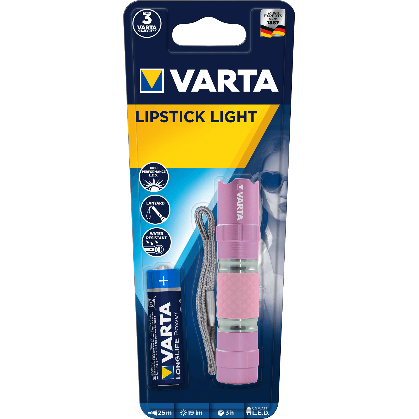 Varta Lipstick Light LED Taschenlampe pink inkl. 1x AA VARTA Longlife Alkaline 1,5 V 16617. Angebot von EWANTO DE.