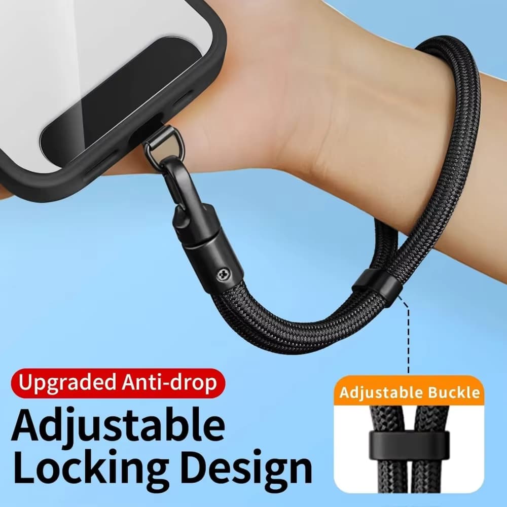 Verstellbares Handy-Lanyard, universelle kurze Handgelenkschlaufen mit selbstsicherndem Anti-Drop-Design, langlebiges Polyester-Telefonband