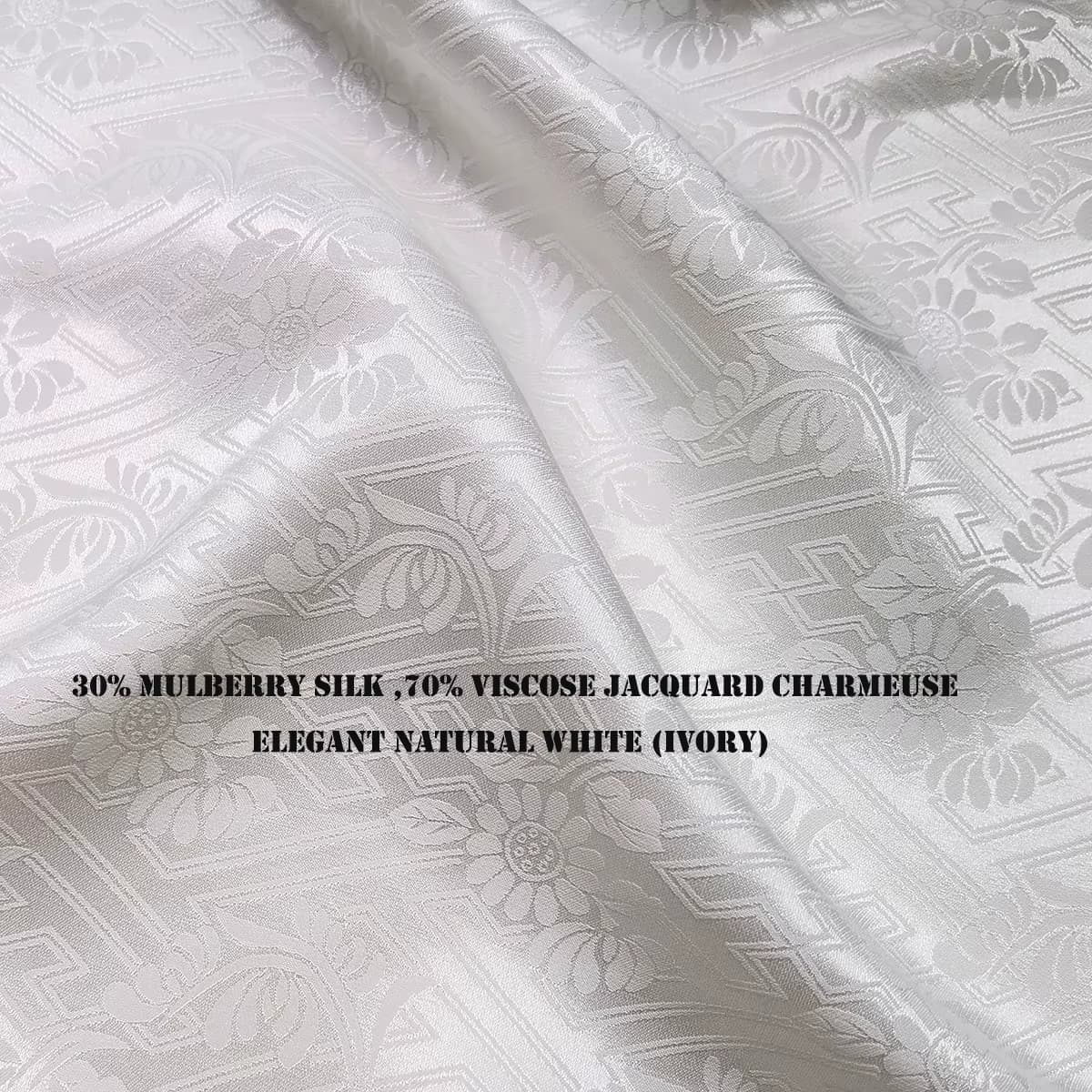 44'' Breit pro Meter Jacquard-Seide, Charmeuse-Material, Elfenbein, natürliche weiße Seide, Viskose-Stoff, Hanfu