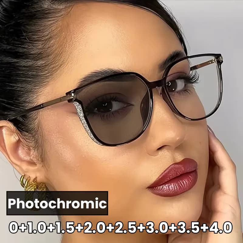 Mode trendige Damen photochrome Lesesonnenbrille blaues Licht blockiert fertige Herren verschreibungspflichtige Weitsichtbrille Dioptrien