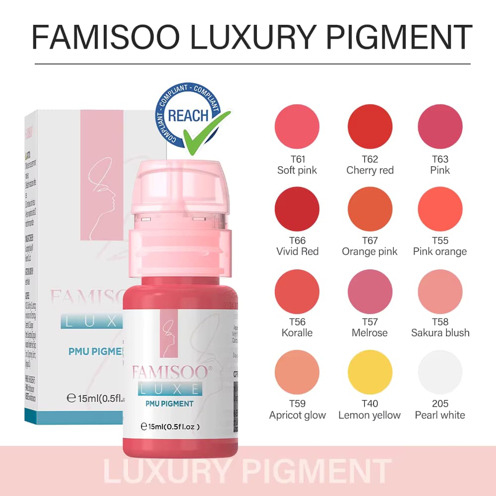 15ML Luxe PMU Pigment Europas meistverkaufte 12 Farben Lippen-Tattoo-Tinte für semi-permanentes Make-up Nano-Lippen Microblading Pigment