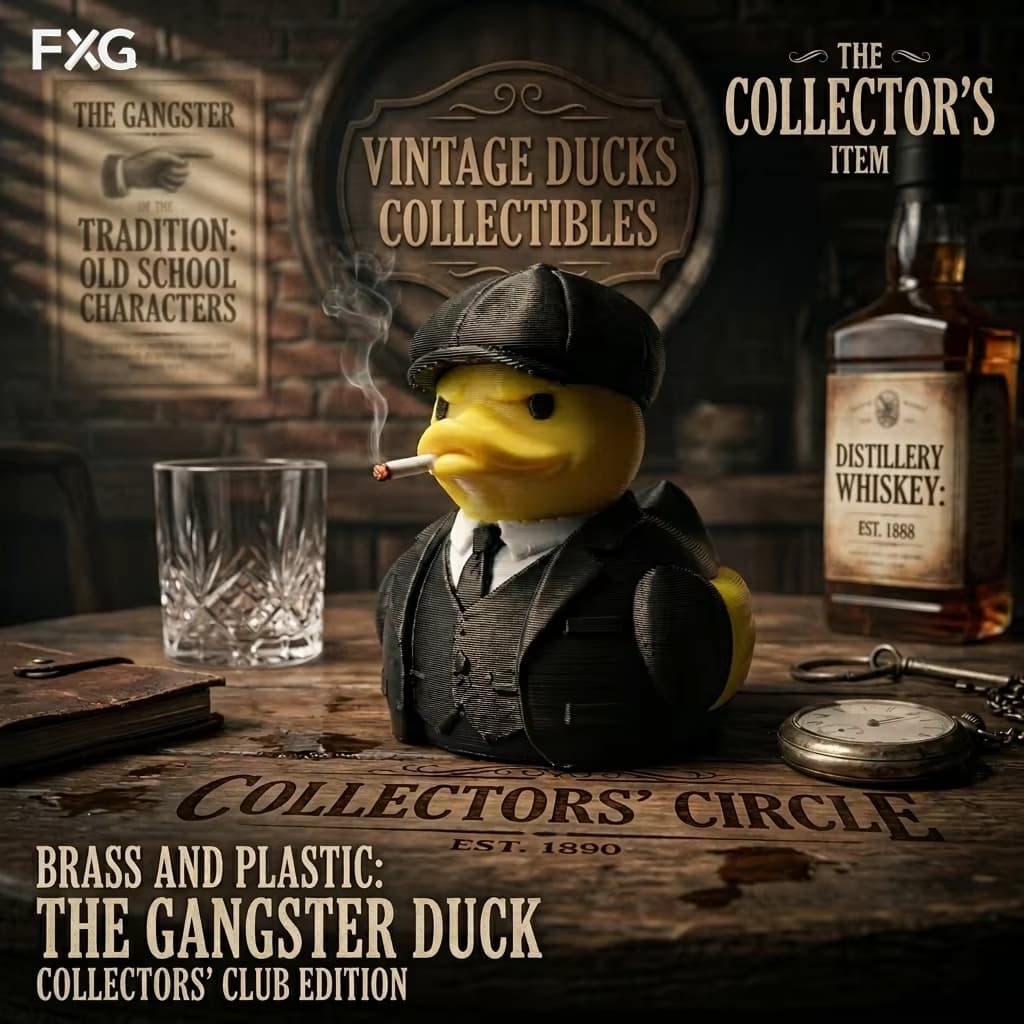Gangster-Enten-Figur als Schreibtisch-Deko, Vintage Gangster-Stil Schreibtisch-Ornament, Britische Anzug-Enten-Skulptur