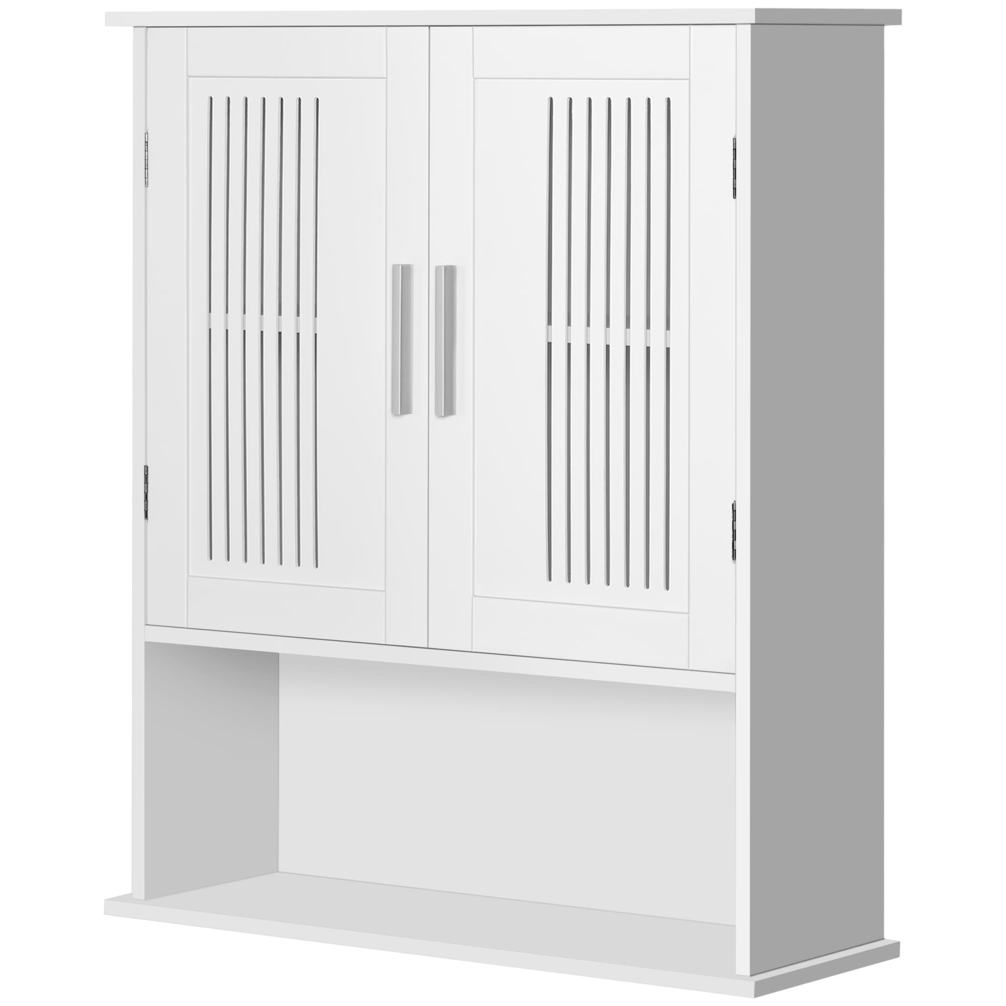 kleankin Wandhängeschrank, Badezimmerschrank mit verstellbarem Regal, Doppeltür und offenes Regal, Badezimmermöbel, hängende Aufbewahrungseinheit, 60 x 20 x 70 cm, Weiß Aosom. Offer from Aosom DE/AT.