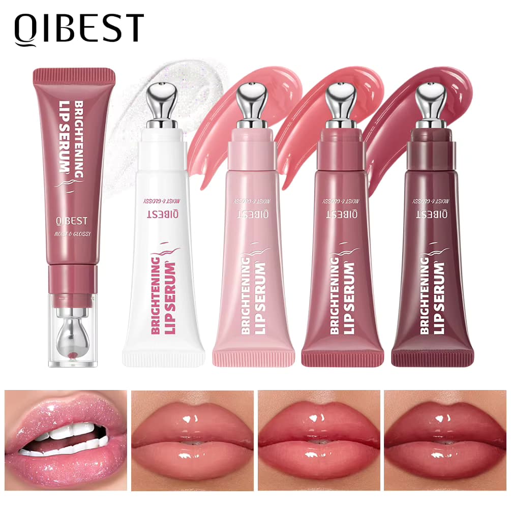 QIBEST Mirror Pearl Watery Crystal Jelly Lipgloss Anhaltender feuchtigkeitsspendender Lippenstift Glanz Glitzer Lippenglasur Antihaft-Cup-Lippen-Make-up