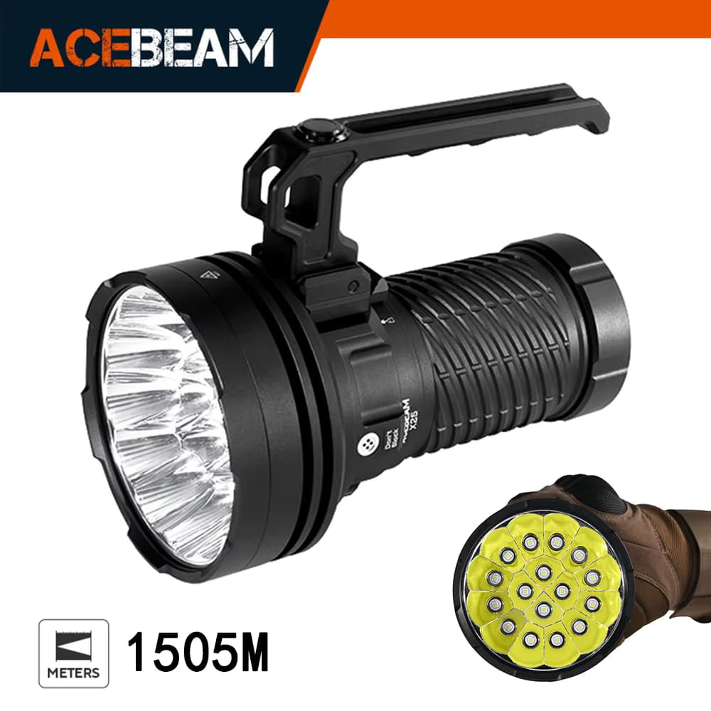 ACEBEAM X25 1505 Meter Strahl-Wurfstand, max. 22000 Lumen, hellste Taschenlampe, USB C PD60W, schnelles Aufladen, Notstrombank