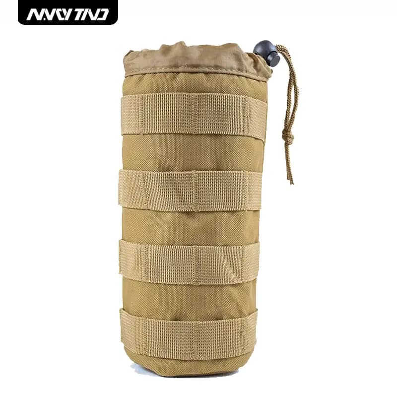 600D Taktische kleine Wasserflaschentasche Khaki Outdoor-Jagdtaschen mit multifunktionalem, verstellbarem Kordelzug Molle External System