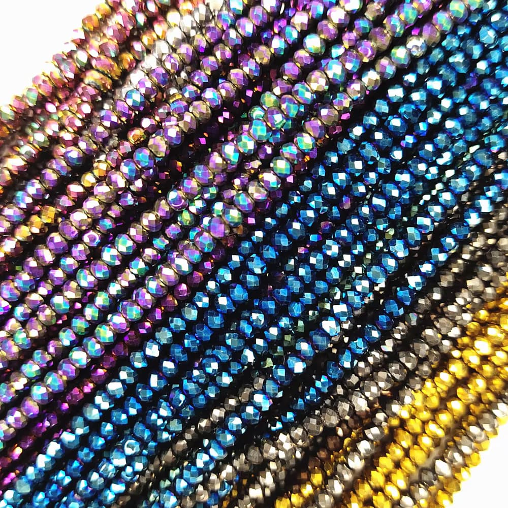 Hochwertige Rondell-Facettenperlen aus Kristallglas in allen Farben, 1,5*2mm, lose Distanzperlen, runde Perlen für DIY-Projekte.