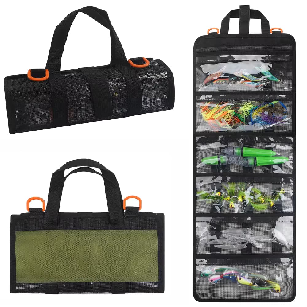 Angelköder-Tasche, 6 Taschen, wasserdicht, großes Fassungsvermögen, PVC-Schutzhülle für Trolling, Salzwasserröcke, Köder, Aufbewahrungstasche