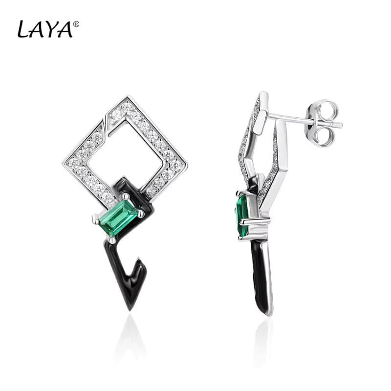 925 Sterling Silber Mode Hohe Qualität Zirkon Synthetischen Grünen Kristall Original Emaille Ohrringe Für Frauen Hochzeit Partei Schmuck