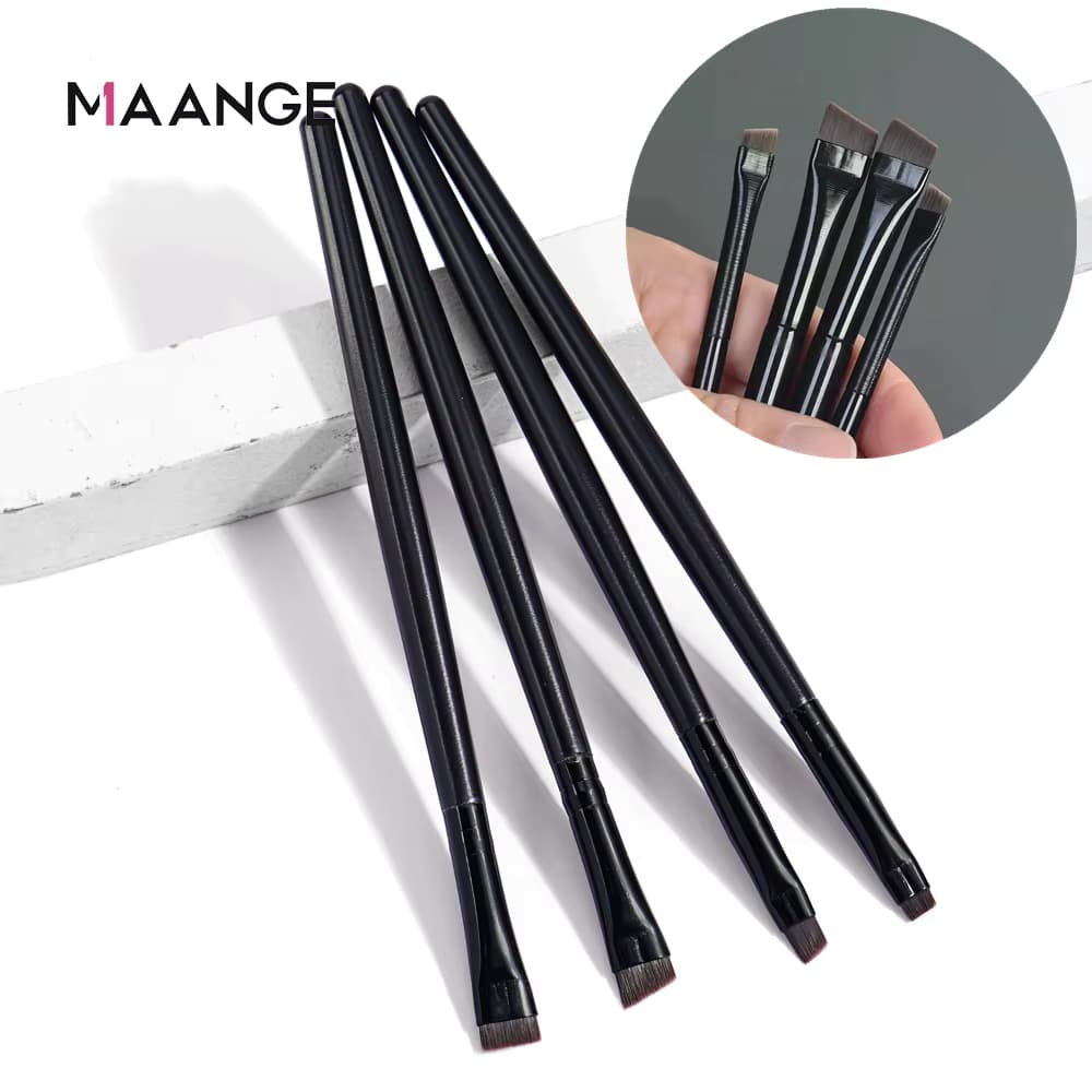 MAANGE 4-teiliger Make-up-Pinsel für Augenbrauenkonturen, Eyeliner-Pinsel, tragbarer kleiner Winkel-Augenbrauenpinsel für weibliches Make-up, Beauty-Tool