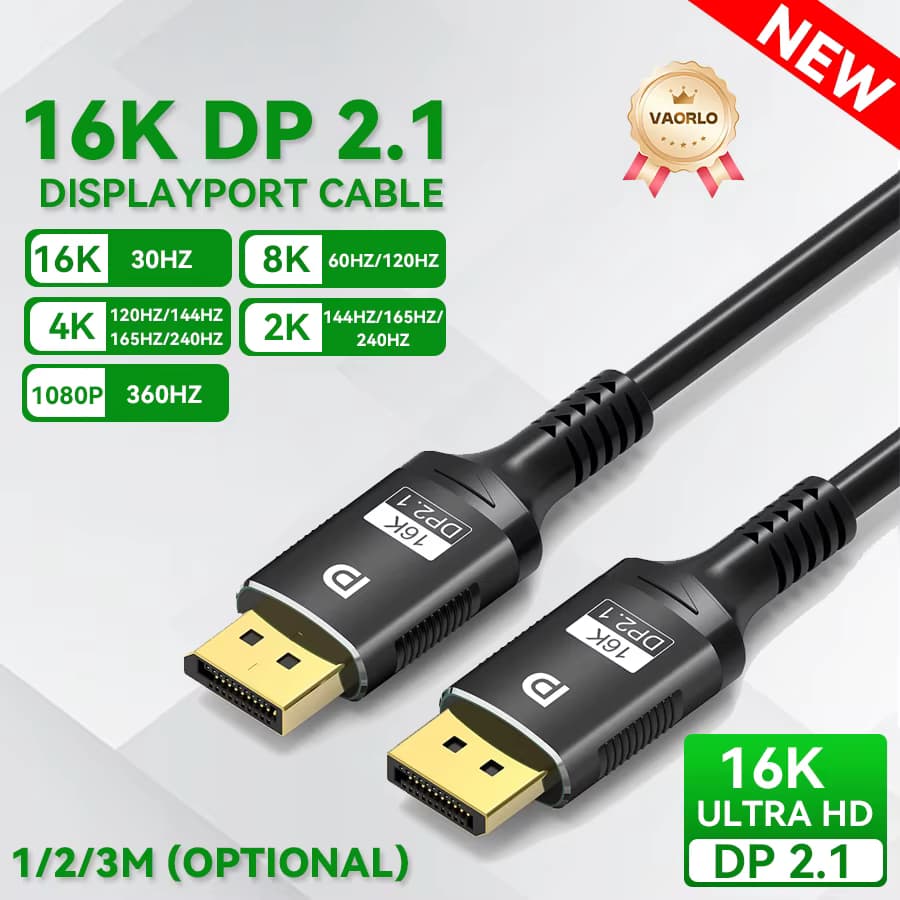 16K DP 2.1 Displayport-Kabel 16K 30Hz 8K 60Hz 4K 120Hz 32Gbps Video-Audio-Kabel Display Port 1.2 Adapter für Laptop HDTV PC