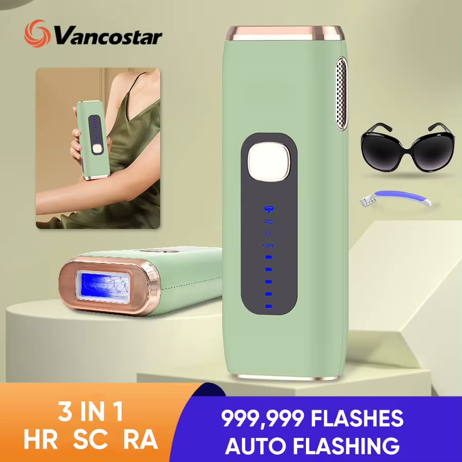 3in1 Laser-Epilierer 999999 Flash-Verjüngung, Akne reduziert Auto-Flash, schmerzlos, dauerhaft zu Hause, IPL-Haarentfernung für Damen und Herren
