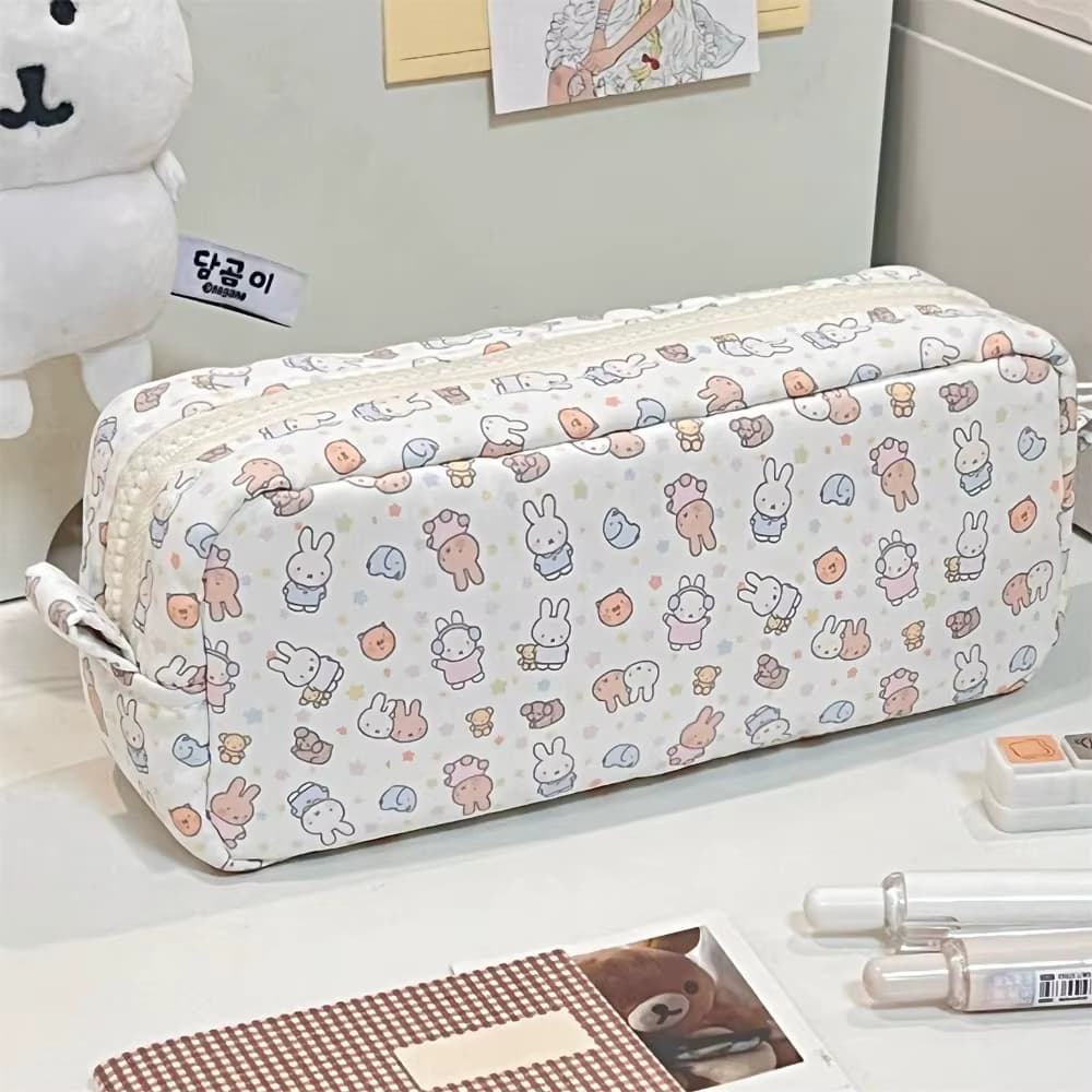 Miffy Kawaii Großes Federmäppchen für Schreibwaren, Lippenstift, Kosmetik, Aufbewahrung, Make-up-Tasche, süßes Geschenk, Spielzeug S