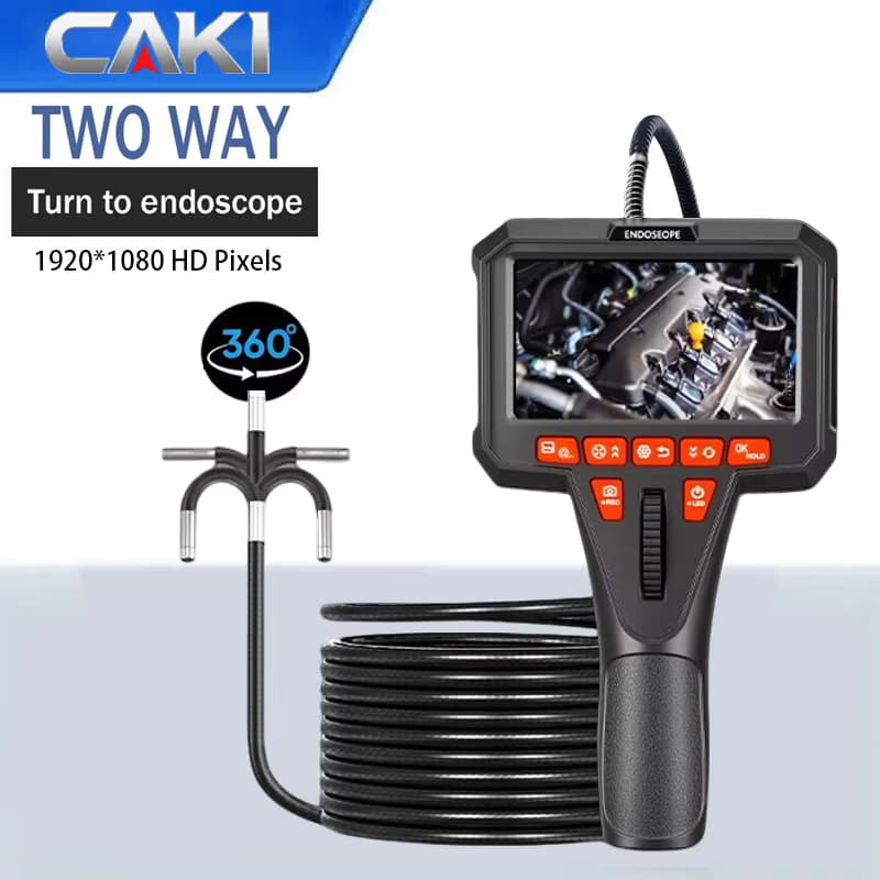 360° Gelenkendoskop Industrielles Endoskop 1080P 6mm 4,5-Zoll-LCD Zwei-Wege-IPS-Bildschirm Schlangenkamera IP67 Wasserdicht, halbstarres Kabel, LED-Lichtmonitor Industrieinspektionskamera Inspektion