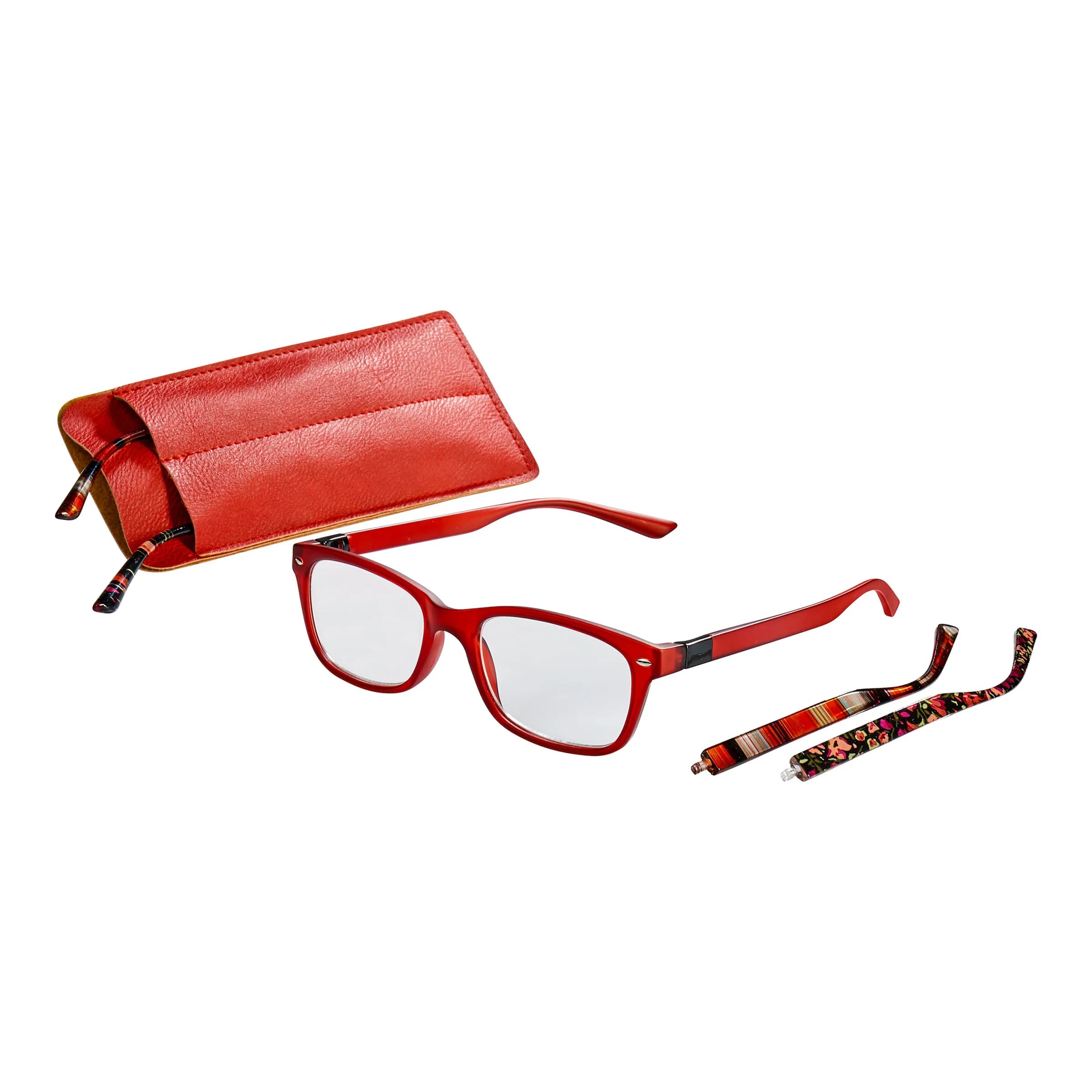 Fertig-Lesebrille mit Wechselbügel "rot mit Bügel". Angebot von Walzvital DE.