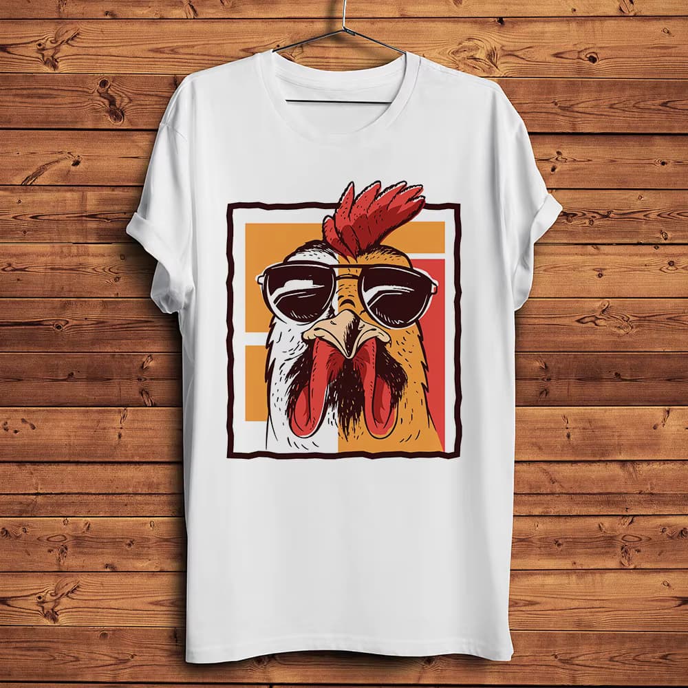 NEOPLASTICISM De Stijl Style Cool Rooster Chicken T-Shirt Herren Sommer Neues weißes lässiges Kurzarm-T-Shirt Unisex Streetwear T-Shirt