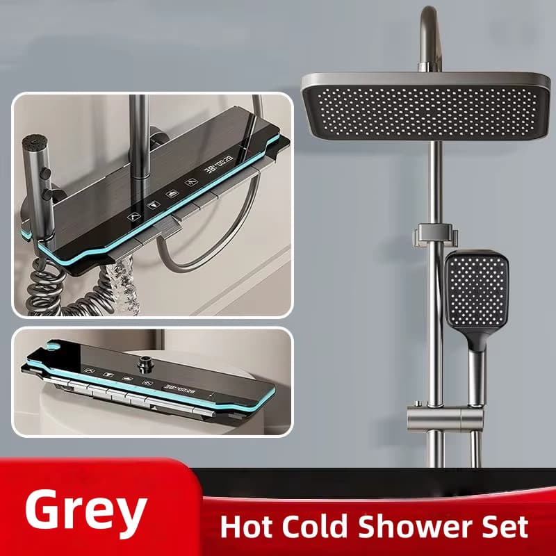 【Schiff aus der EU】 Luxuriöses Badezimmer-Duscharmatur-Set, digitale Temperaturanzeige mit leichter Dusche, heiße und kalte Duschmischer