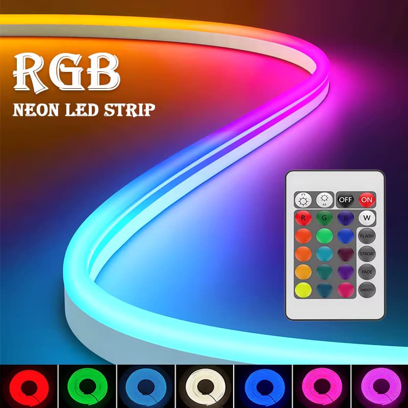 USB RGB Neon-Seilbeleuchtung, Flexible Farbwechselnde LED-Streifen mit Fernbedienung für Gaming-Raumdekoration