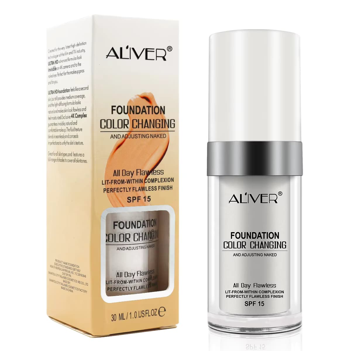 ALIVER Foundation Liqui Concealer Cover Cream Colour Changing Foundation Makeup Warm Skin Tone Cosmetics for Women. Tilbud fra Alibaba US.