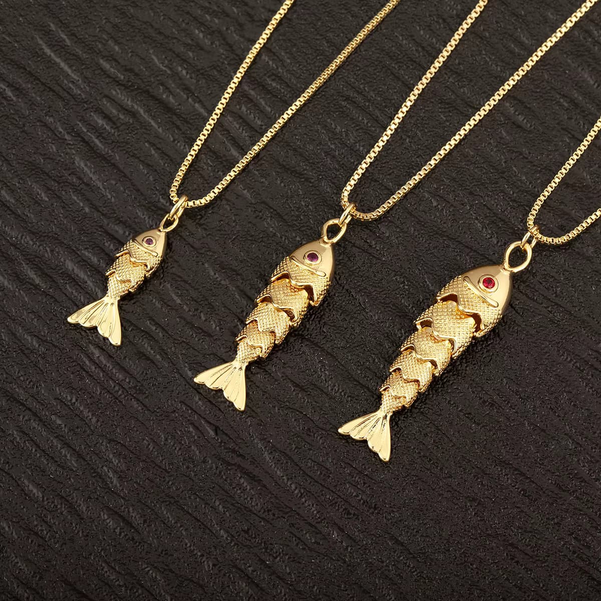 AIBEF S/M/L 3 Design Exquisite Lebensechte Goldfisch Halskette Mode Rot Zirkon Kupfer Schmuck Party Für Frauen männer Zubehör Geschenk