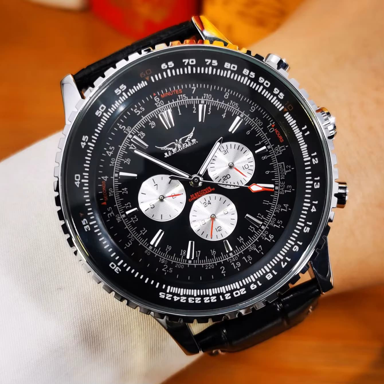 JARAGAR Mode Business Herrenuhren Top-Marke Luxus Datumsanzeige Casual Lederarmband Sport Piloten Automatische Mechanische Uhr