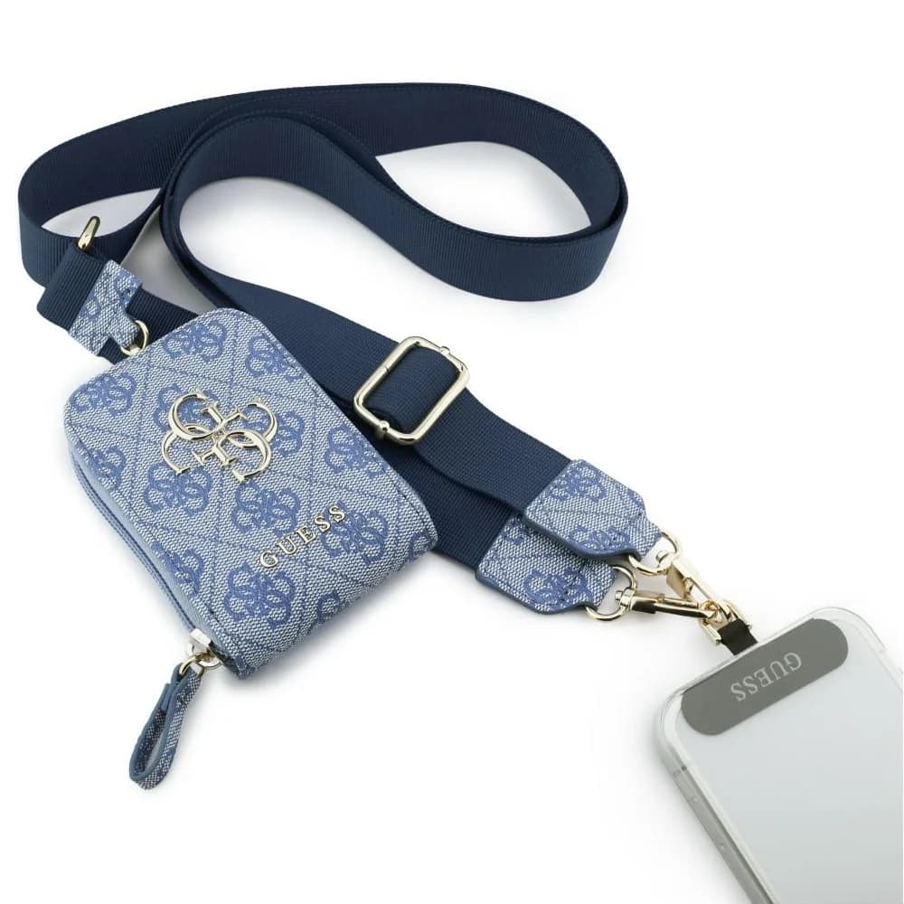 Geldbörse und Telefonkordel Guess 4G Metal Logo, Blau