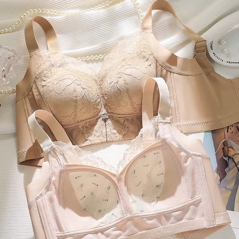 Großer Damen-Sexy-Spitzen-Push-Up-Sport-BH, Modal, ohne Felgen, dünne Unterwäsche für kleine Seitenbrüste, bequemer Fitness-BH