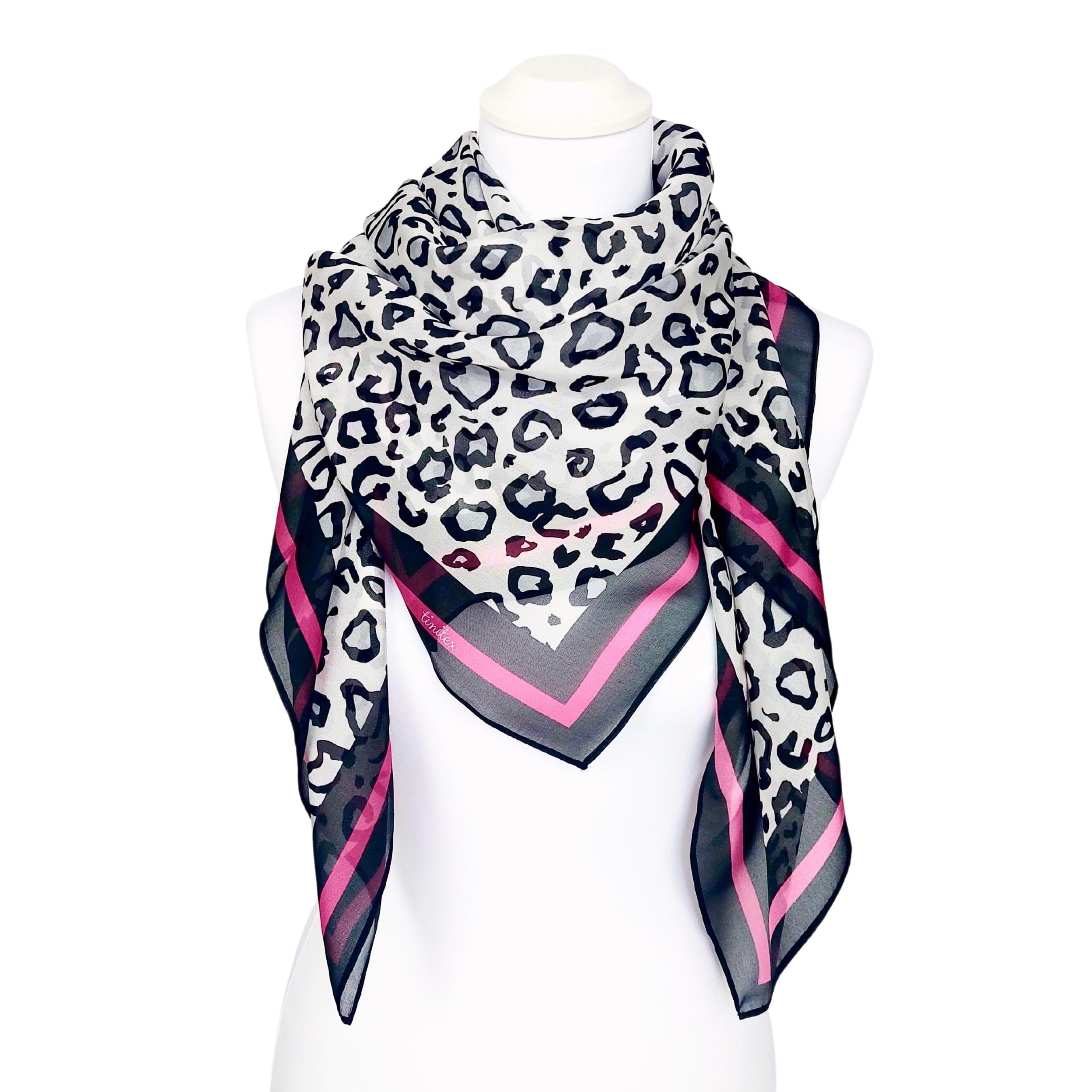 TINITEX Seidentuch Halstuch Leopard pink