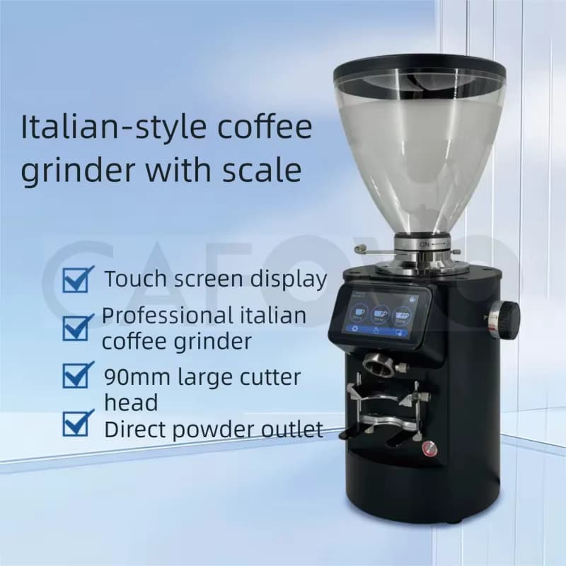 CAFOVO G190F Automatische gewichtsbasierte Kaffeemühle, kommerzielle gravimetrische quantitative Espressomühle mit 90mm Flachmahlwerk