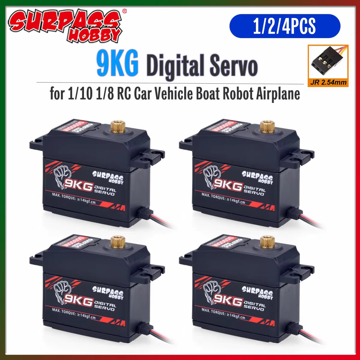 1/2/4 Stück Surpass Hobby 9KG Metallgetriebe Digital Servo 4,8V~6V S0900M für 1/10 1/8 RC Auto LKW Fahrzeug Boot Roboter Flugzeug Modell