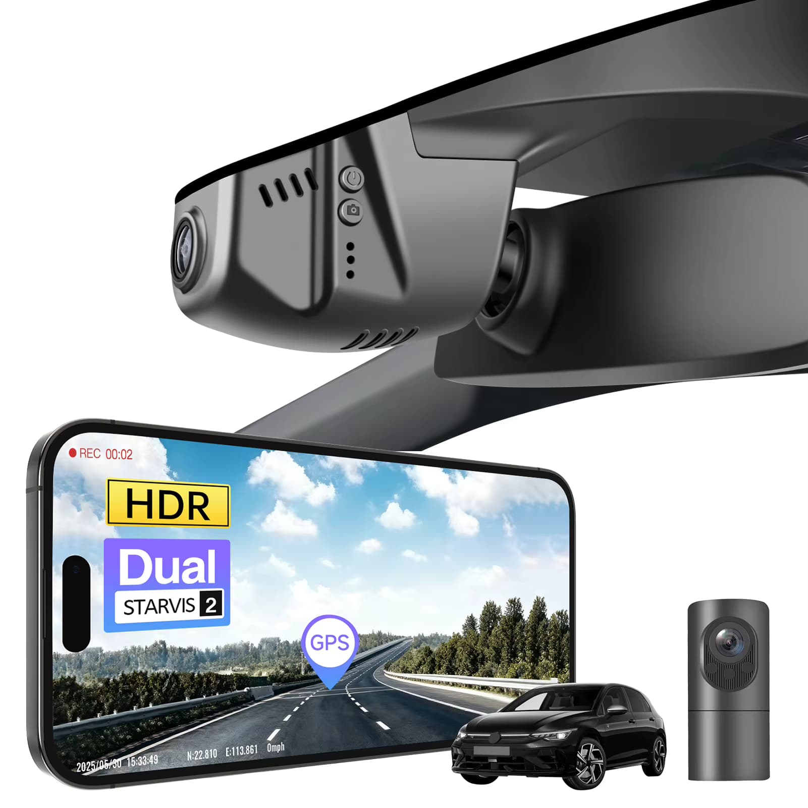Mangoal 4K HDR STARVIS 2 Sensor Dashcam für VW GOLF GTI R MK 7 7.5 8 e-Golf GPS WiFi & APP 5GHz Auto-Dashcam 2015-2025