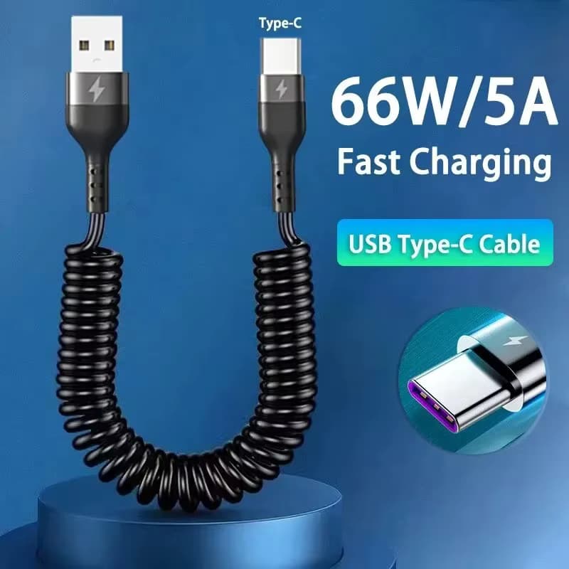 PD 66W 5A Auto Frühling Stretch Schnellladekabel für Apple iPhone 14 11 12 13 Pro Max 7 8 14 Plus X XR XS 1/1,5M Datenkabel