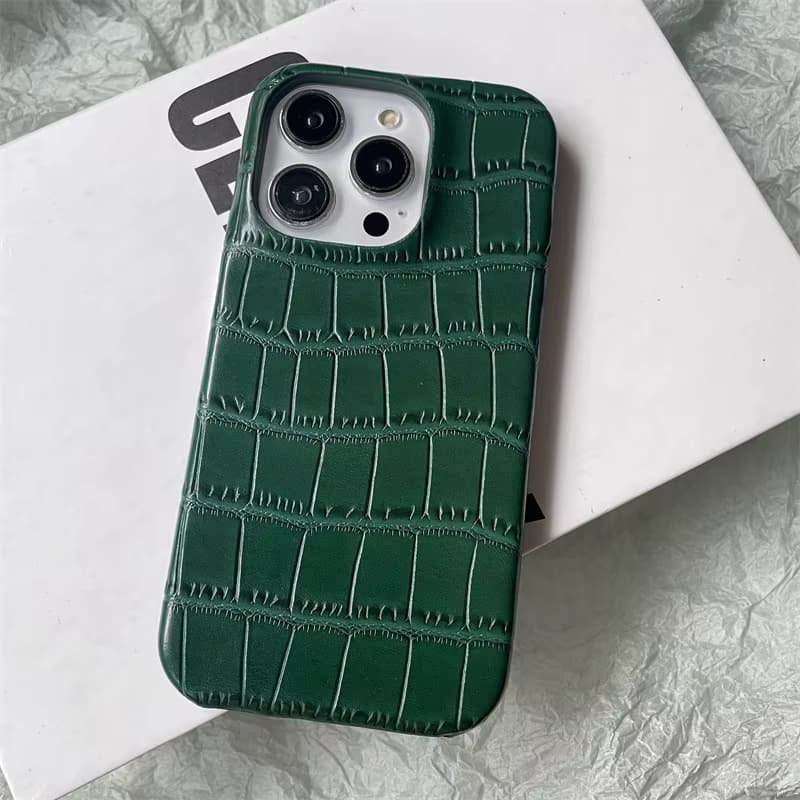 Neue Leder-Handyhülle, geeignet für iPhone 16 pro, Krokodilmuster, 15, glänzend, 14, halbe Packung, 1312, Anti-Drop, 11 harte Schutzhülle
