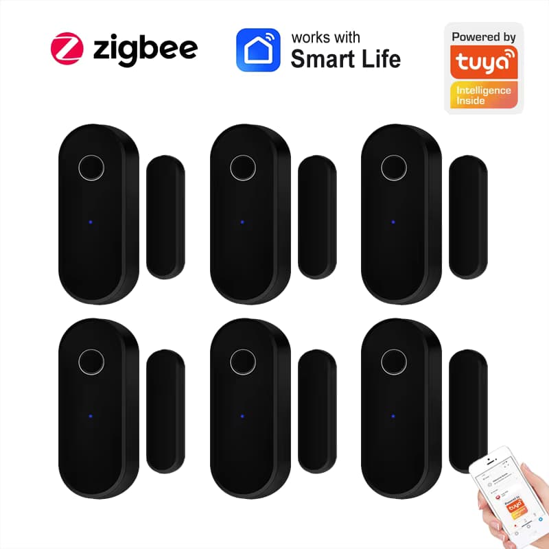 Tuya Smart Zigbee Tür Sensor Tür Fenster Öffnen Schließen Detektor Schwarz Smart Home Security System Arbeit Mit Gateway Smart Leben APP