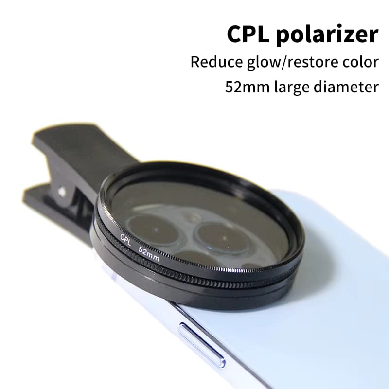 Neue 52mm CPL Handy Objektiv Filter Objektiv Clip Kamera Zubehör Zirkular Polarisator Filter für Canon Nikon für Alle Smartphone