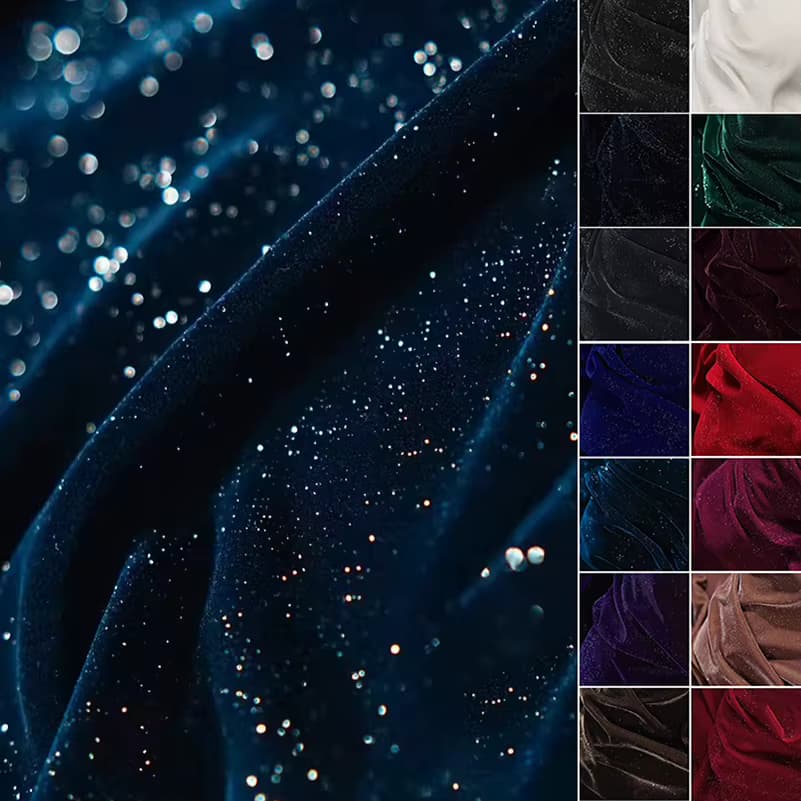 Diamant-Glitzer Samt Sternenhimmel-Stoff Weicher Glatter Gewebter Nicht-Dehnbarer Luxusstoff für Abendkleider Partykleider DIY Nähen Bekleidung