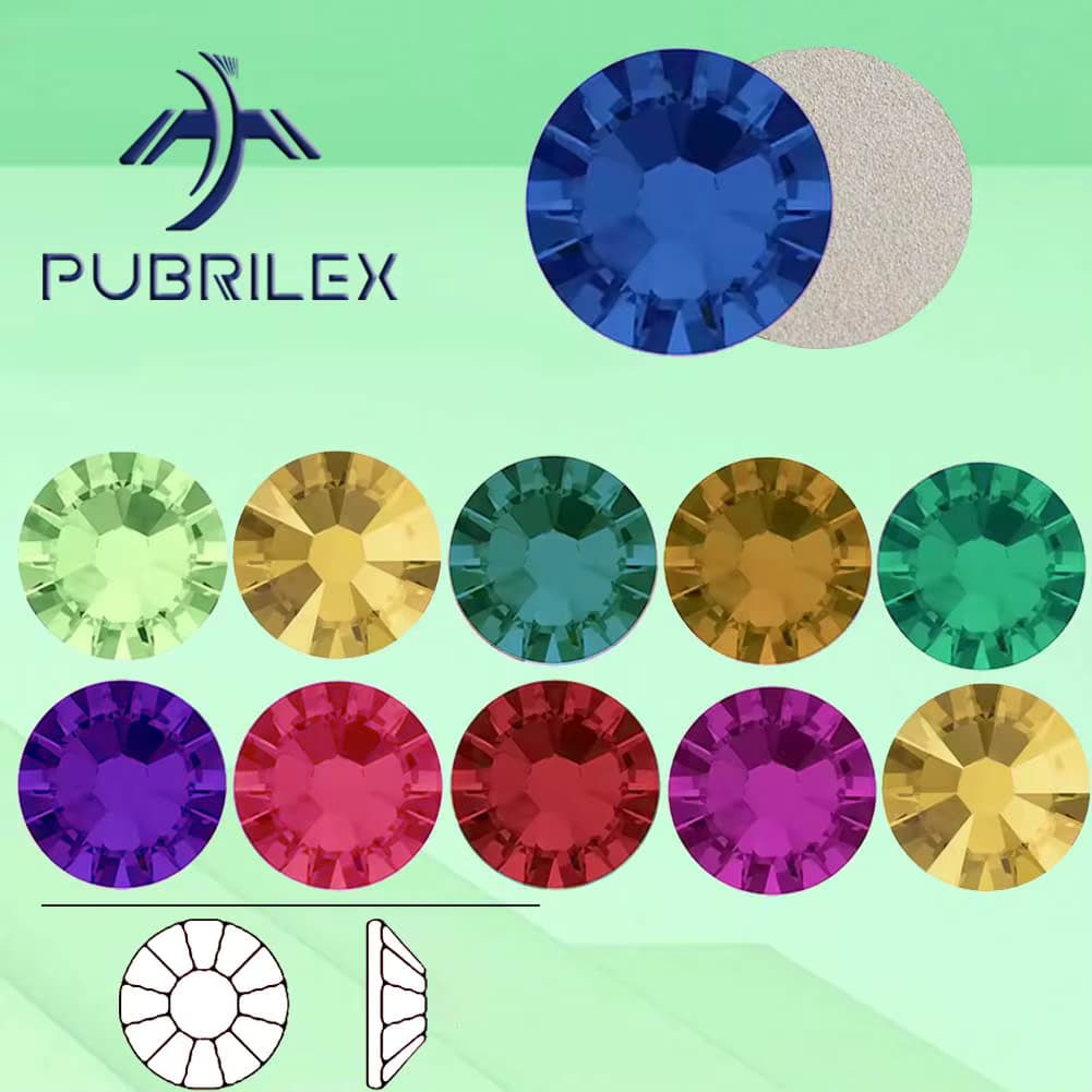 PUBRILEX Kristallglas-Strasssteine mit flacher Rückseite, 2058, ohne Hotfix, Strass, DIY-Strasssteine, Nagelkunst, Handwerk, Kleidungsstück, Kleid, Dekoration