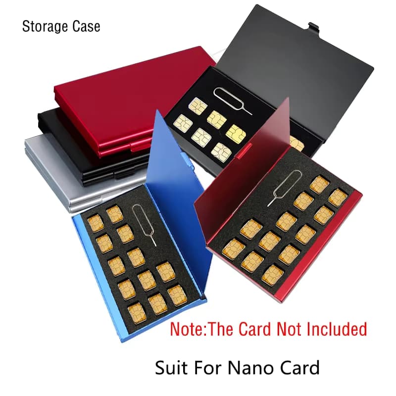 Aluminium-Aufbewahrungsbox für Nano-SIM-Karten und PIN-Code