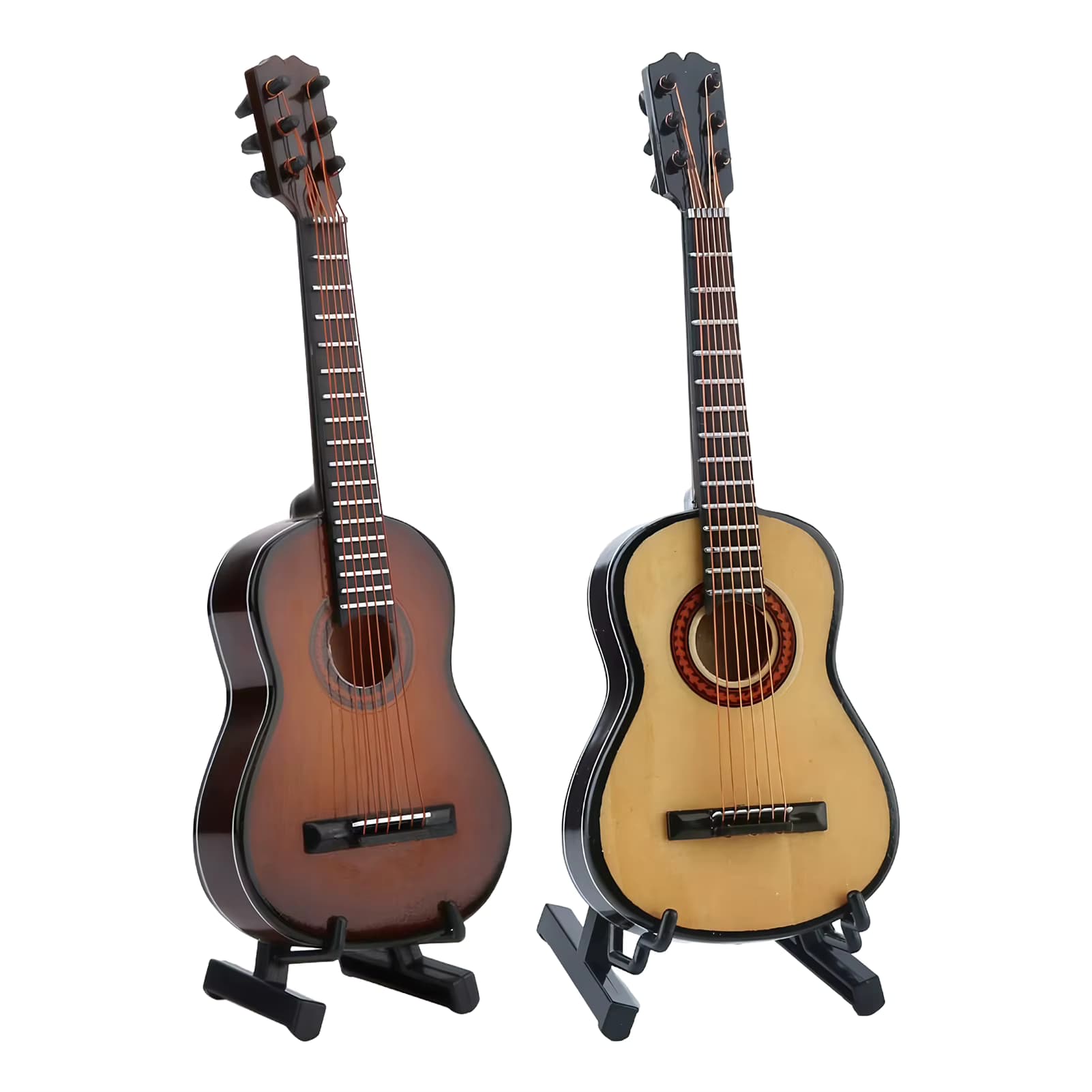 15 cm Mini-Gitarrenmodell, 6-saitiges Holzgitarrenmodell mit Ständer, Heimbüro, Desktop-Dekoration, Musik-Ornament für Sammler