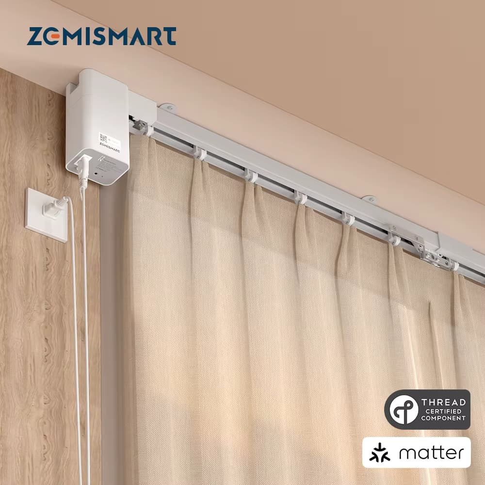 Zemismart Matter Thread Smart Motor mit Vorhangschienen-Verbindungssystem, kompatibel mit Homekit, SmartThings, Home Assistant, Google Home MT03