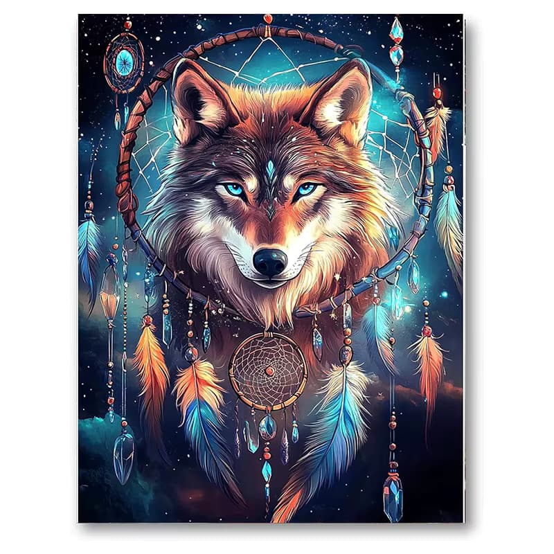 AB Drill Diamond Painting Kit für Erwachsene, Tier-Wolf-Muster, Strass-Kunst-Malset, Heimdekoration, Wandgemälde