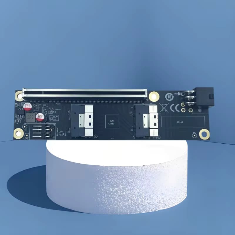 Gen5 2-Port SlimSAS 8i zu PCIe 5.0 x16 Adapter Erweiterungskarte Riser Board SFF8654 für Grafikkarte Netzwerkkarte NVMe SSD U2 GPU