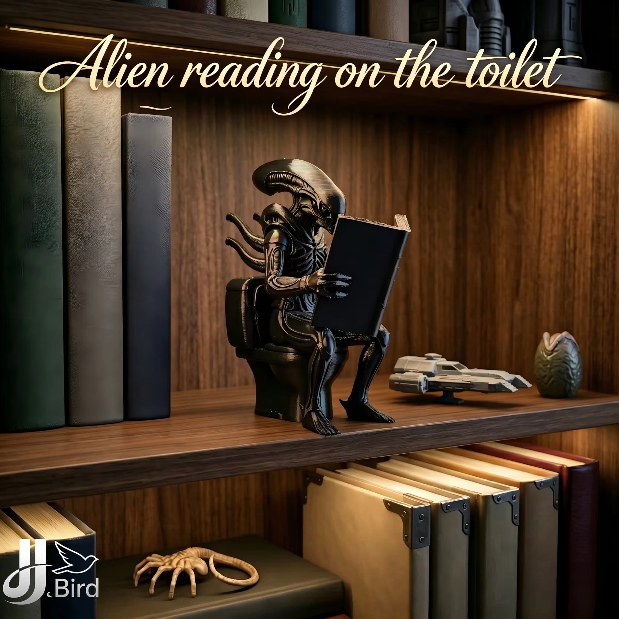 1 Stück Alien-Figur, die auf dem WC liest, Sammlerfigur, lustige Science-Fiction-Statue, Größe 3,86 Zoll Höhe, 3,15 Zoll Breite, 1,97 Zoll Länge