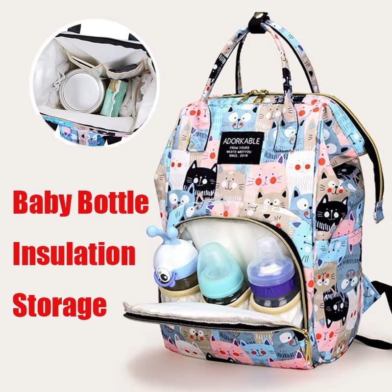 Große Kapazität Mama Flasche Isolierte Aufbewahrungstasche Windel Aufbewahrungstasche Cartoon Mode Rucksack Große Kapazität Reisetasche Neu