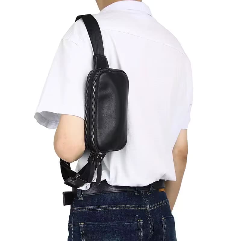 Mini Fanny Packs für Männer Echtes Leder Taille Tasche für Telefon Einfache Mode Umhängetasche Männlich Einfach Reise Sling Schulter Tasche