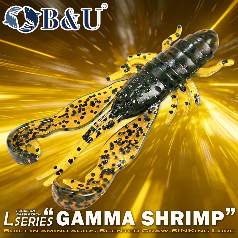 B&U Weichköder Craw Shrimp mit Aminosäure-Duft, lebensechte Weichplastik-Köder für Süßwasserfischen auf Barsch, Zander und Hecht
