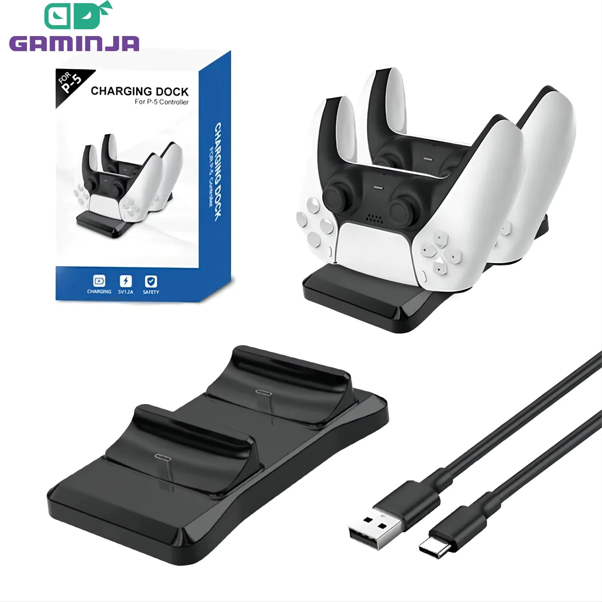Gaminja p51 ladegerät für ps5 controller station mit doppel ladedock schnell laden ps5 wireless controller spiel zubehör